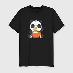 Мужская slim-футболка Cute Panda Eating Ramen