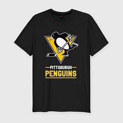 Футболка slim-fit Питтсбург Пингвинз , Pittsburgh Penguins, цвет: черный