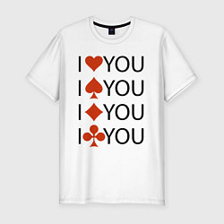 Футболка slim-fit I love you! Сard suit!, цвет: белый