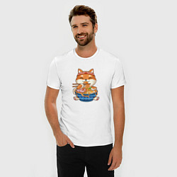 Футболка slim-fit Shiba Inu Eating Ramen, цвет: белый — фото 2