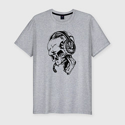 Футболка slim-fit Cool skull & microphone, цвет: меланж