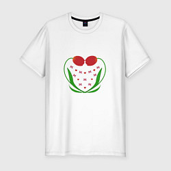 Мужская slim-футболка Тюльпановое сердце и бабочки