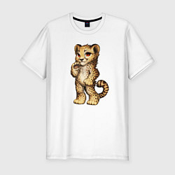 Мужская slim-футболка Прикольный милый леопардик