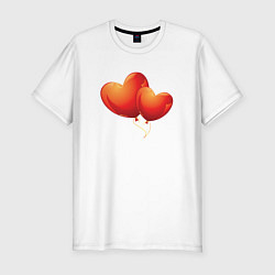 Мужская slim-футболка Воздушные Сердца Любовные Шары