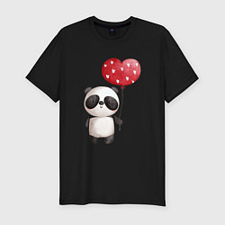 Мужская slim-футболка Панда с шариком в виде сердца