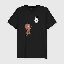 Мужская slim-футболка Погоня за шариком-зайцем