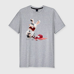 Мужская slim-футболка Бешеный кролик и осьминог