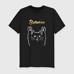 Мужская slim-футболка Sabaton Сабатон Рок кот