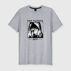 Мужская slim-футболка Токийский гуль Tokyo Ghoul, Канеки Кен