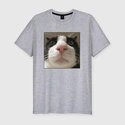 Мужская slim-футболка Задумчивый кот