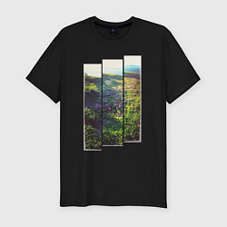 Мужская slim-футболка Тропа с цветами к морю