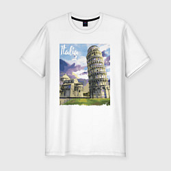 Мужская slim-футболка Италия Пизанская башня