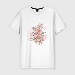 Мужская slim-футболка Нежные розовые цветы