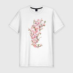 Мужская slim-футболка Весна Цветущая сакура Japan