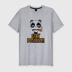 Мужская slim-футболка Панда позитив