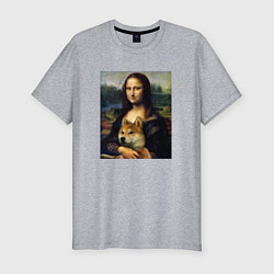 Футболка slim-fit Shiba Inu Mona Lisa, цвет: меланж