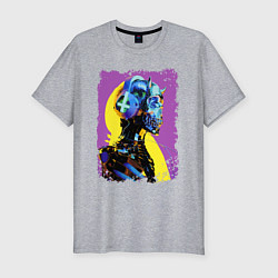 Мужская slim-футболка Cyber fashion skull 2028