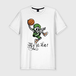 Футболка slim-fit Fly or die! Сool player!, цвет: белый