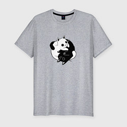 Мужская slim-футболка Yin Yang Black And White Cats