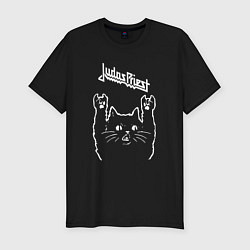 Мужская slim-футболка Judas Priest Рок кот