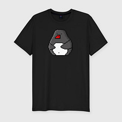Мужская slim-футболка Пиксельный пингвин