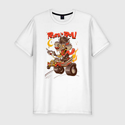 Футболка slim-fit Волк на авто Rock and Rol, цвет: белый