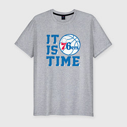 Мужская slim-футболка It Is Philadelphia 76ers Time Филадельфия Севенти