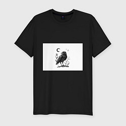 Футболка slim-fit Ворон скетч, цвет: черный