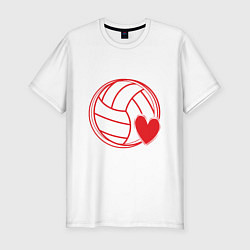Мужская slim-футболка Сердечко Волейбола
