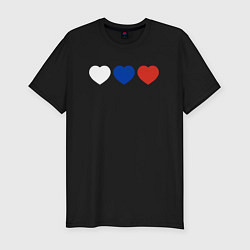 Футболка slim-fit Сердце триколор, цвет: черный