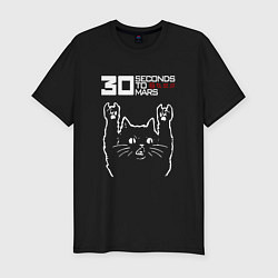 Мужская slim-футболка 30 Seconds to Mars Рок кот