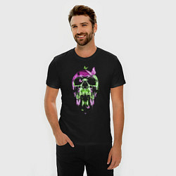 Футболка slim-fit Skull & Butterfly Neon, цвет: черный — фото 2