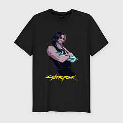 Мужская slim-футболка Джонни Cyberpunk2077 Johnny