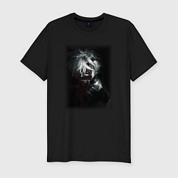 Футболка slim-fit Канеки Кен Токийский Гуль Ghoul, цвет: черный