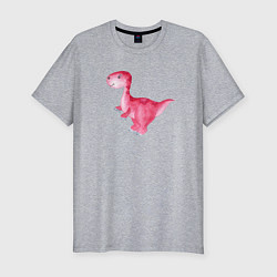 Футболка slim-fit Розовый динозаврик, цвет: меланж