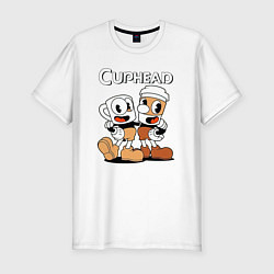 Футболка slim-fit Cuphead 2 чашечки, цвет: белый