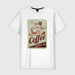 Футболка slim-fit Coffee Cup Retro, цвет: белый