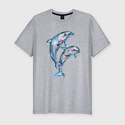 Футболка slim-fit Dolphins Watercolour, цвет: меланж
