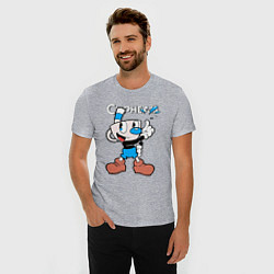 Футболка slim-fit Синяя чашка Cuphead, цвет: меланж — фото 2