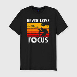 Футболка slim-fit Never lose focus, цвет: черный