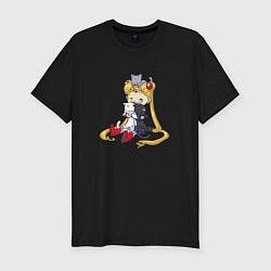 Футболка slim-fit Crazy Moon Cat, цвет: черный