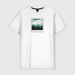 Мужская slim-футболка НЛО в Деревьях