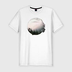 Мужская slim-футболка UFO in the Forest
