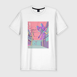 Мужская slim-футболка Shin Seiki Eva 01 возвышается над городом