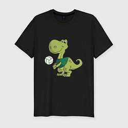 Мужская slim-футболка Volleyball Dinosaur