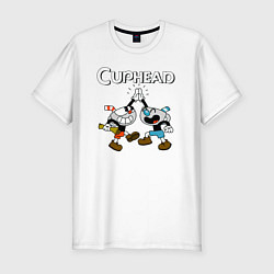 Мужская slim-футболка Cuphead веселые чашечки
