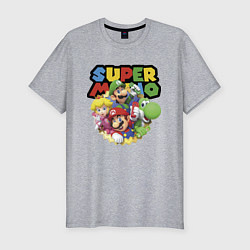 Мужская slim-футболка Компашка героев Super Mario