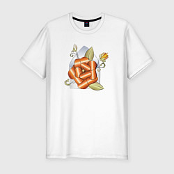 Мужская slim-футболка Металлическая роза в конверте
