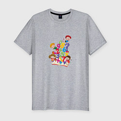 Футболка slim-fit Дети с цифрами, цвет: меланж