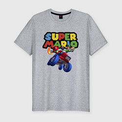 Мужская slim-футболка Марио и Луиджи гонщики Super Mario